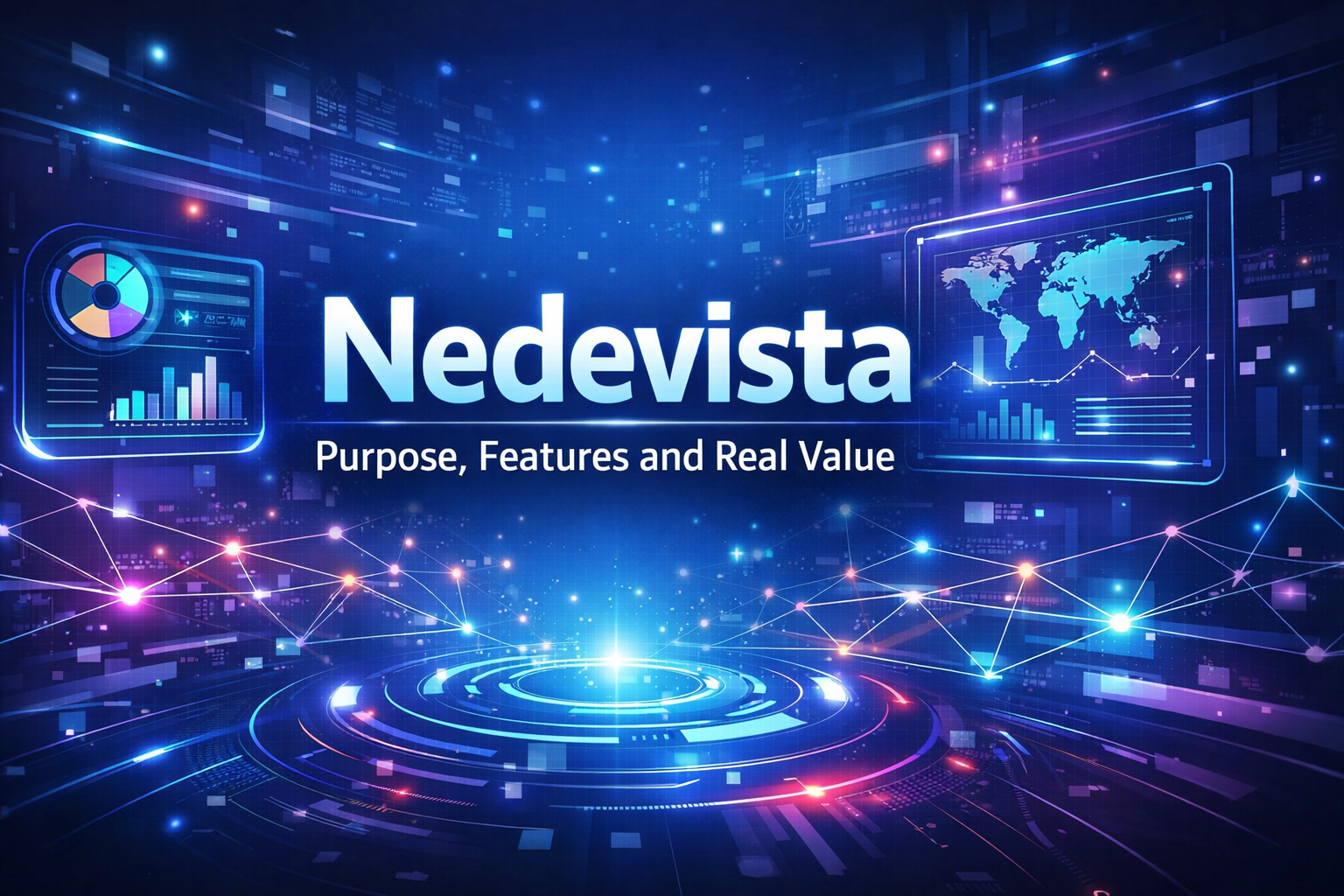 Nedevista purpose features and real value digital platform concept illustration