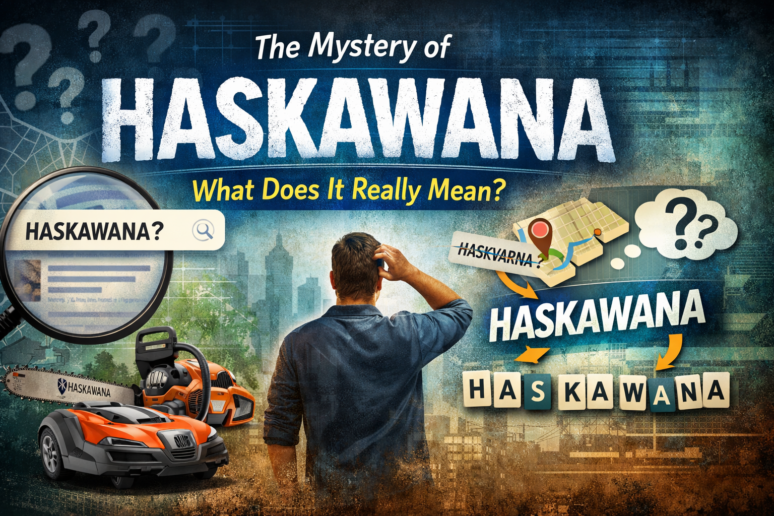 Illustration showing the confusion around the term Haskawana with search elements and Husqvarna tools